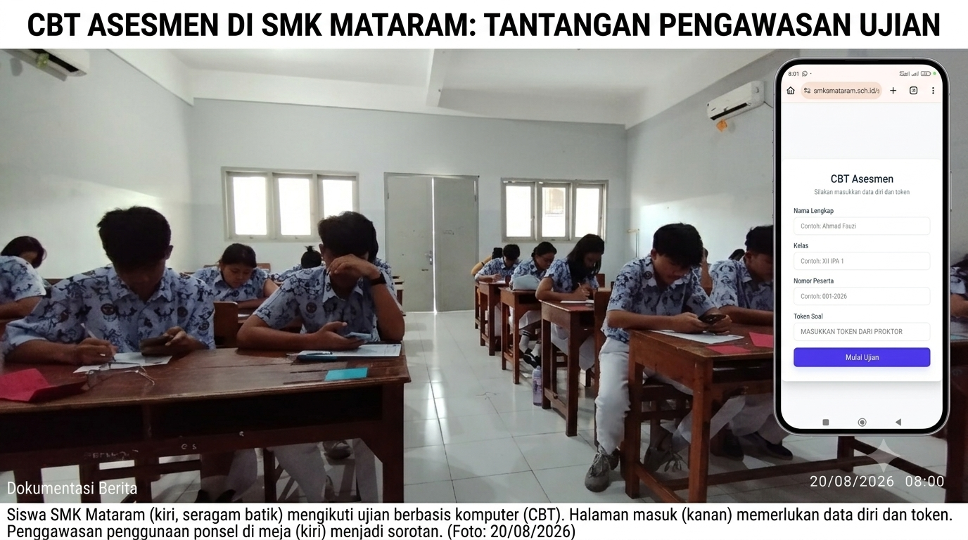 SMK Mataram Gelar Asesmen Sumatif Agustus Berbasis CBT Lewat Ponsel Pintar